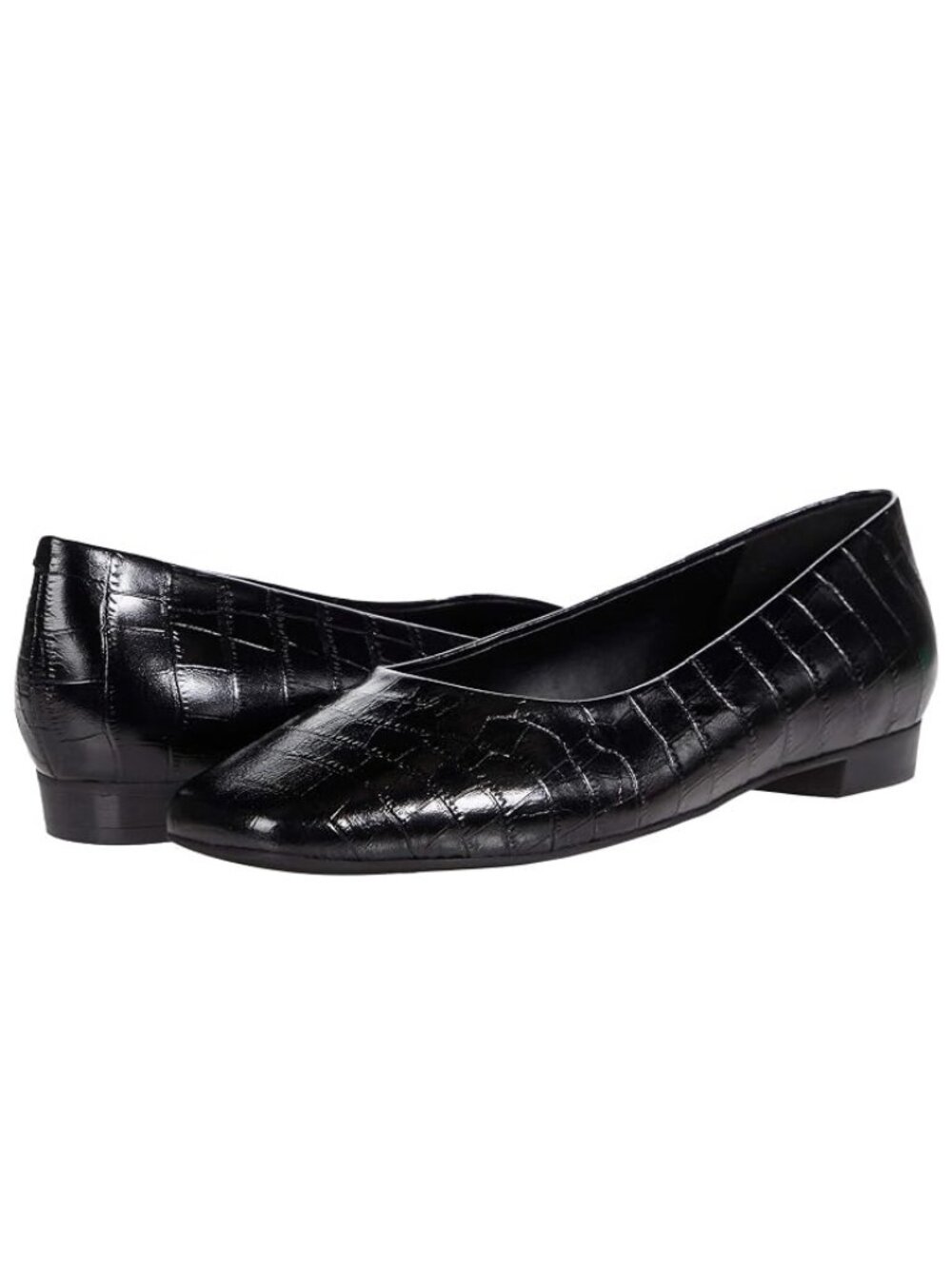 New Trotters Honor Womens Slip On, Black Crocodile Stamped, 8 Wide